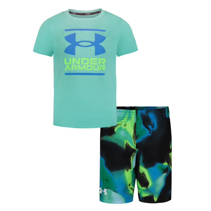 Toddler Under Armour Watercolor Print S/S Tee & Shorts Swim Set