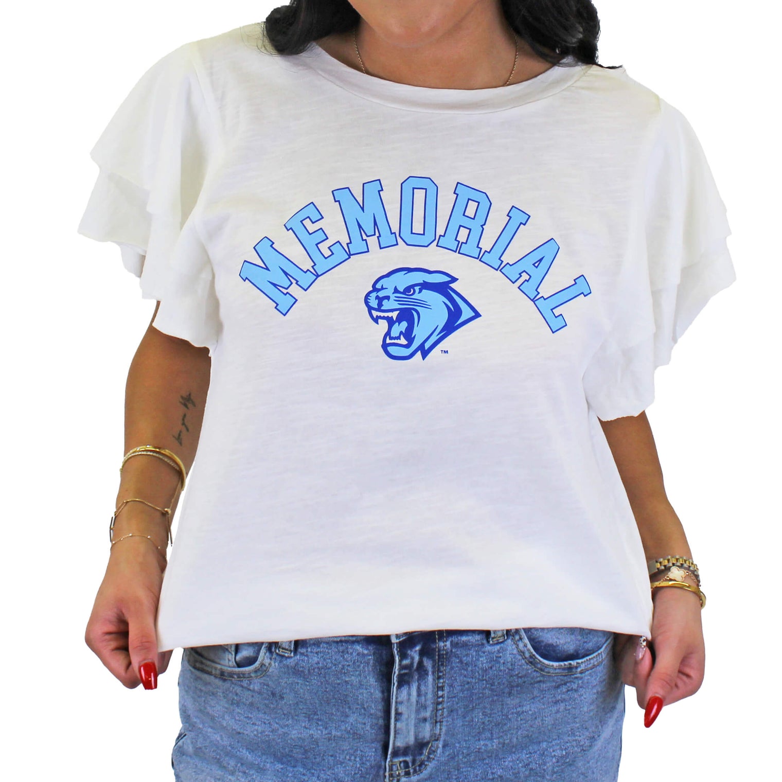 Women's QuarterFour Gameday Couture Panthers Flutter Sleeve Top