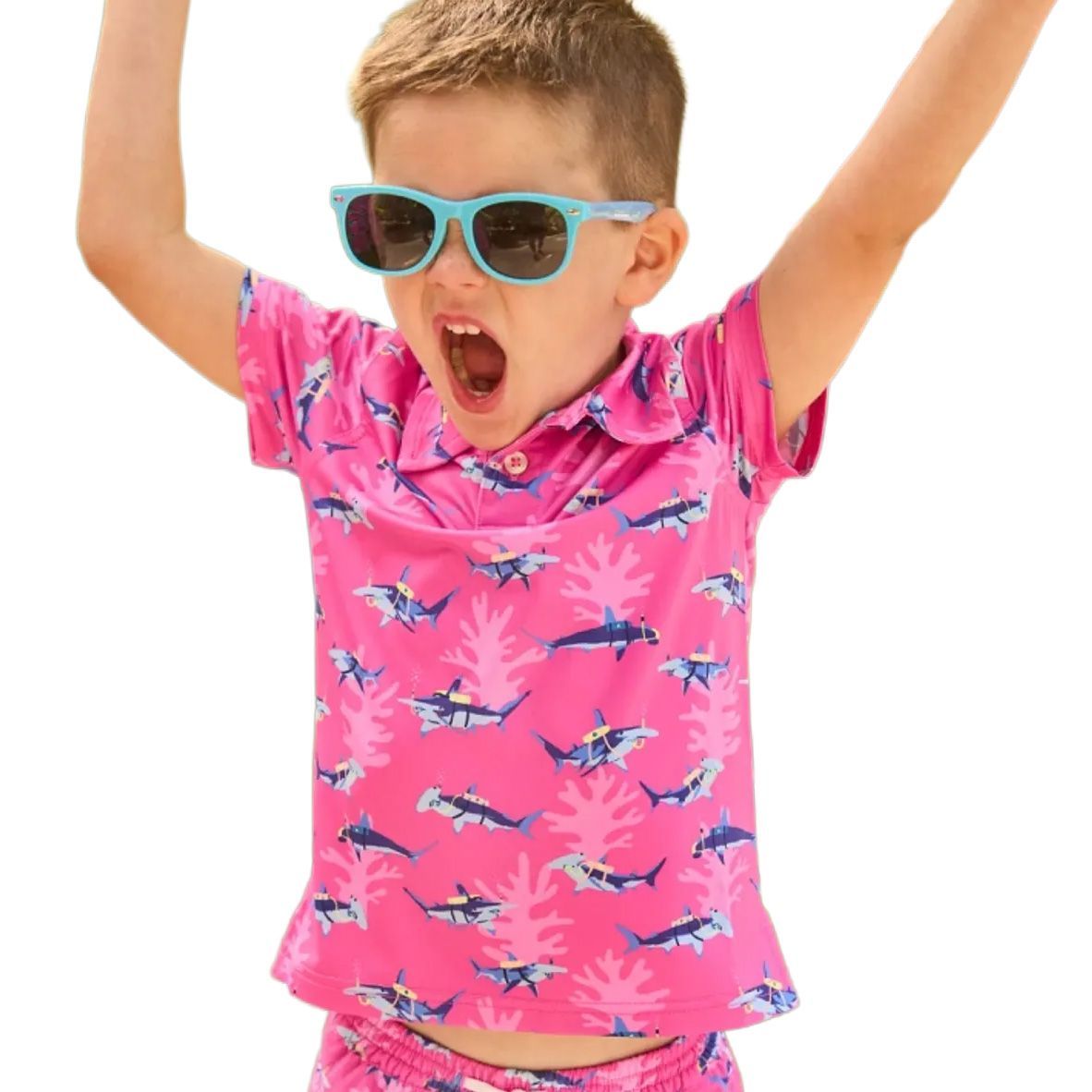 Toddler Boys' The Lil Great Pink Shark Performance Polo