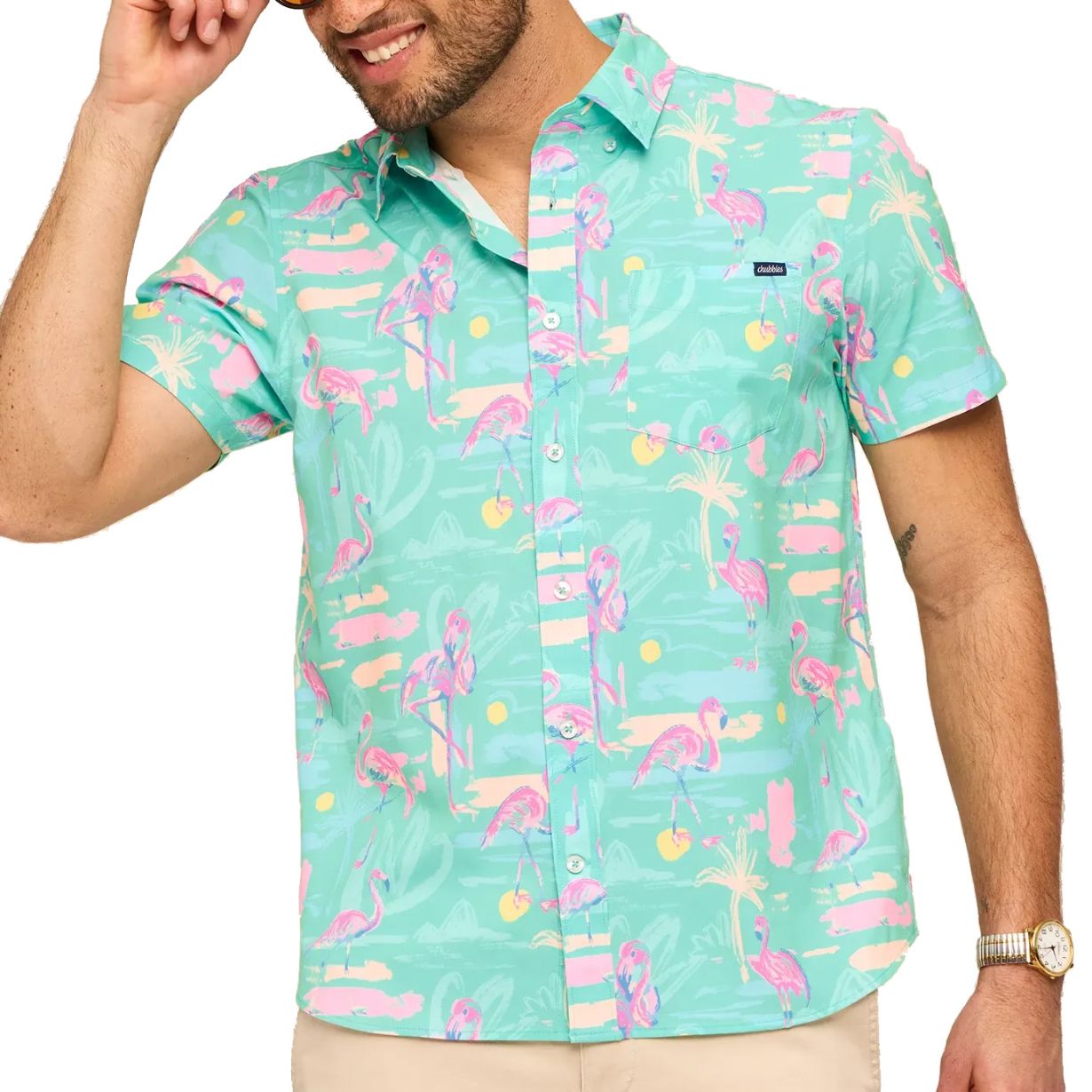Men's Chubbies The Single & Ready To Flamingle S/S Performance Friday Shirt