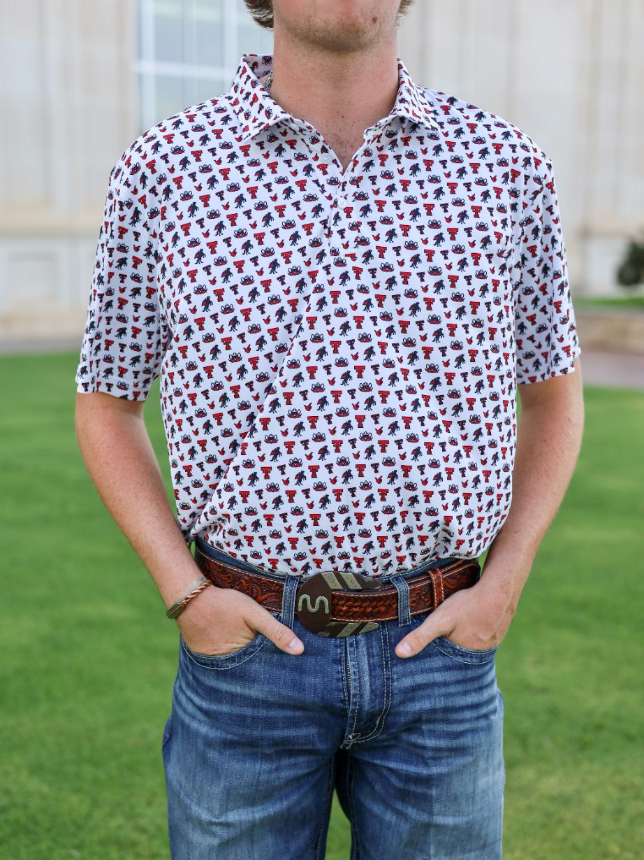 Men's Swannies x QuarterFour Texas Tech Patterned Polo