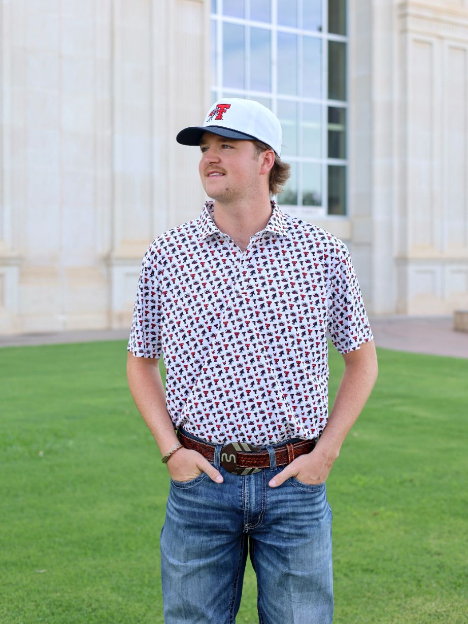 Men's Swannies x QuarterFour Texas Tech Patterned Polo