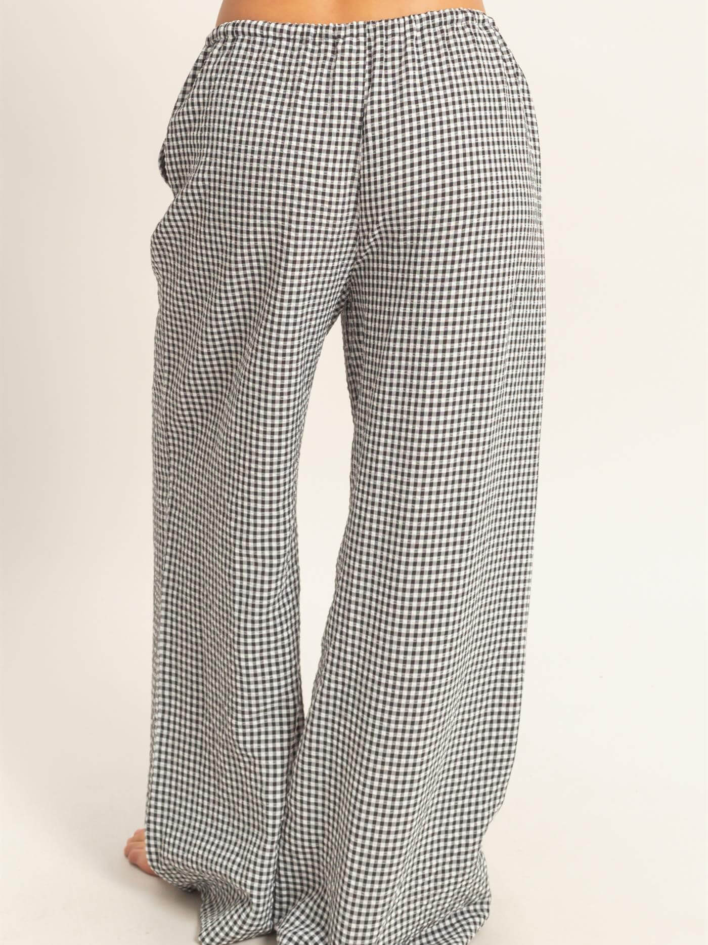 Women's Slouchy Gingham Wide Leg Pants