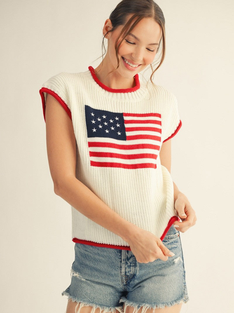 Women's Retro Flag Knit Top