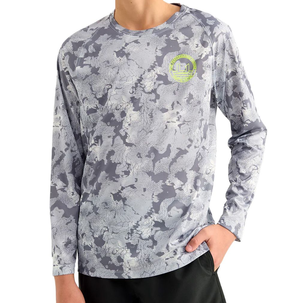 Youth Boys' Huk KC Print Pursuit L/S Performance Crew
