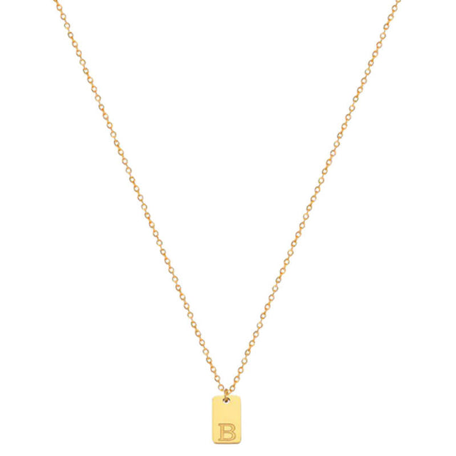 Tiny Square Initial Necklace