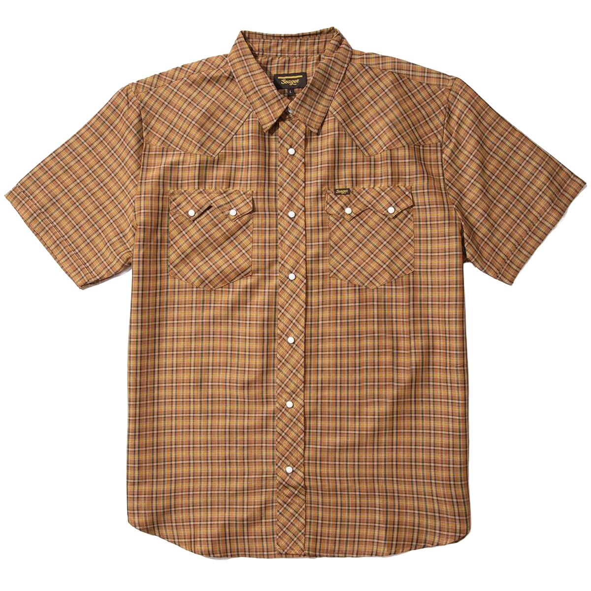Men's Seager Sawtoof S/S Gold Mini Check Plaid Shirt
