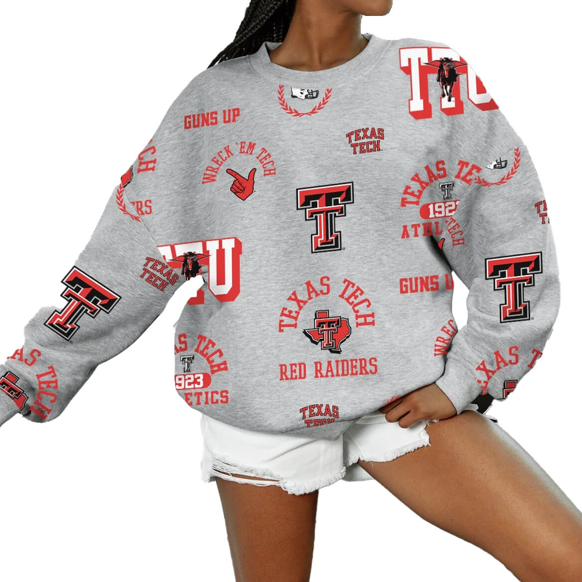Women's Gameday Couture Texas Tech Always on Repeat Fleece Crew