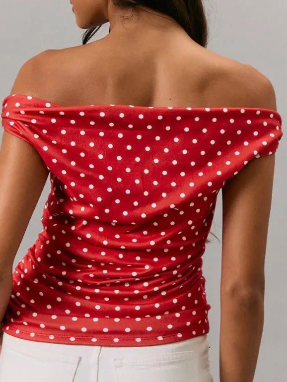 Women's Ruching Dot Top