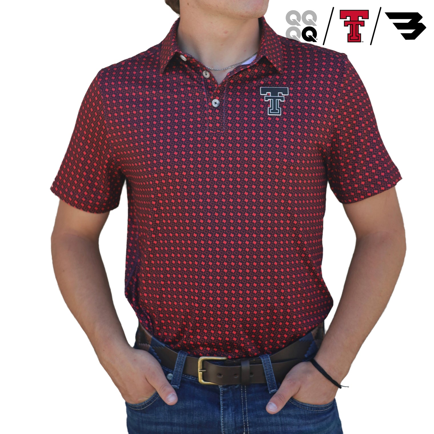 Men's QuarterFour x Texas Tech x Burlebo State Pride Performance Polo