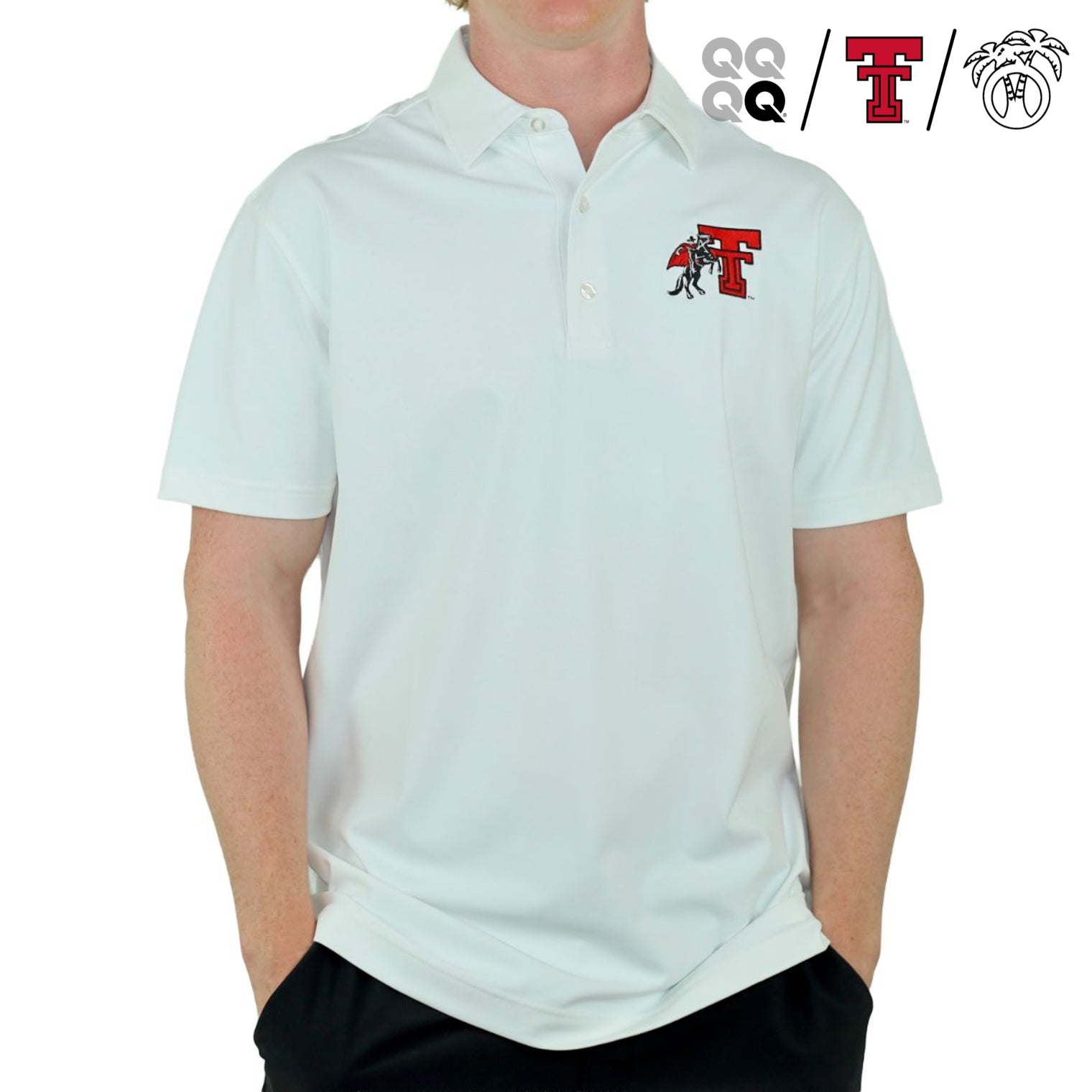 Men's USA Palm x QuarterFour x Texas Tech Double T Palm Polo