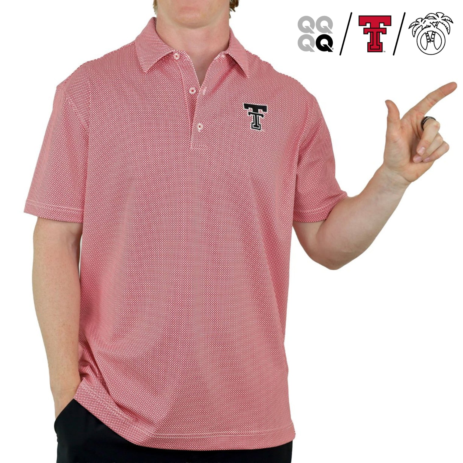 Men's USA Palm x QuarterFour x Texas Tech Double T Palm Polo