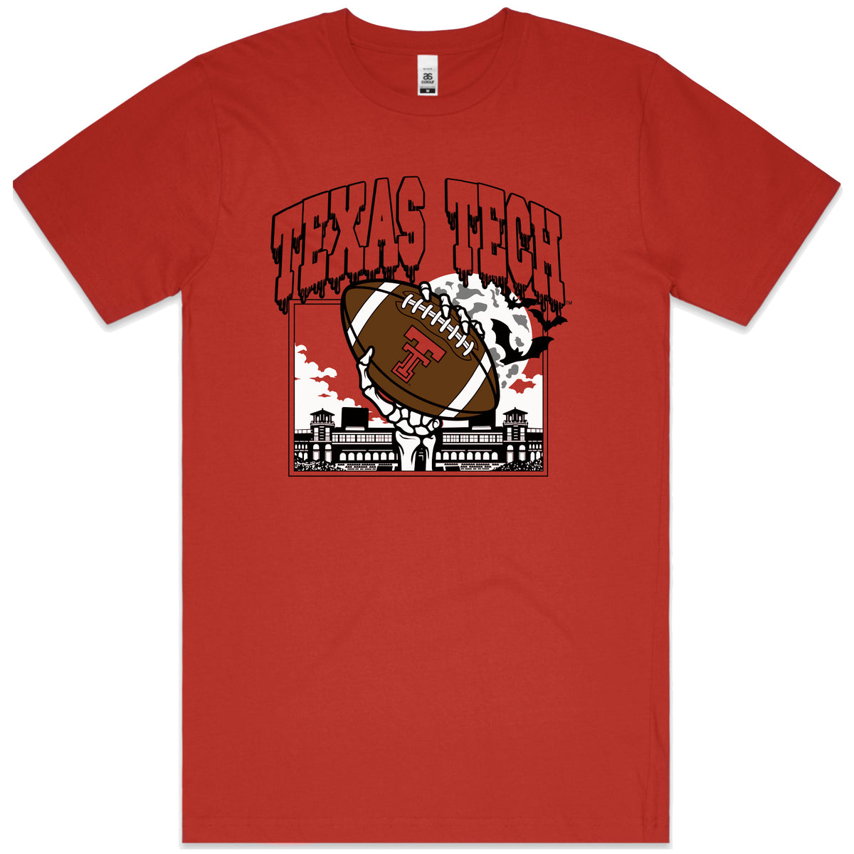 Adult QuarterFour Texas Tech Football Skeleton Tee