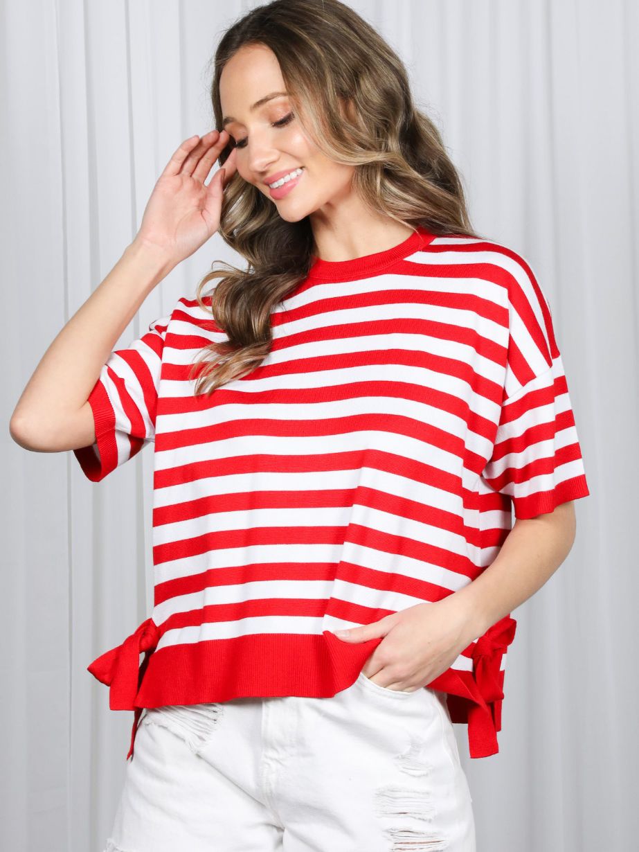 Women's Bow Stripe Sweater