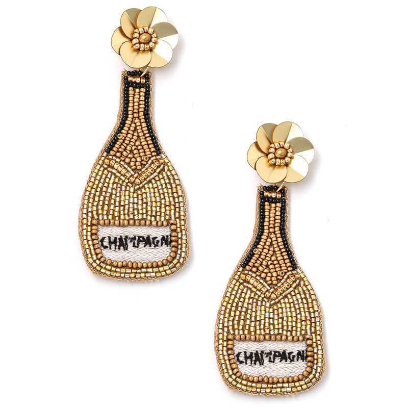Women's Beaded Champagne Bottle Earring