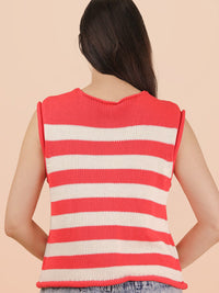 Women's Stripe Button Sweater Vest