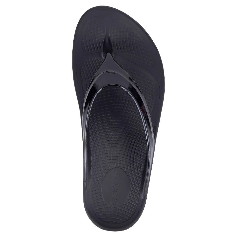 Women's OOFOS OOlala Black Thong Sandal