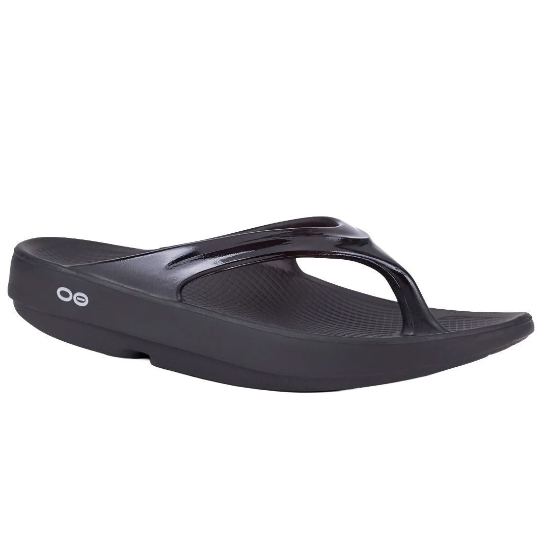 Women's OOFOS OOlala Black Thong Sandal