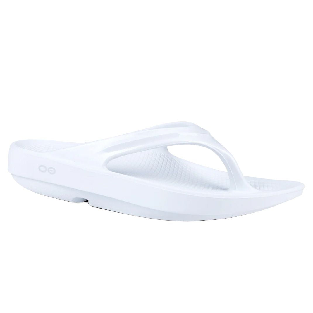 Women's OOFOS OOlala White Thong Sandal