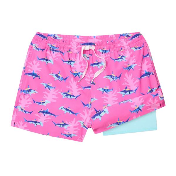 Youth Boys' Chubbies The Great Pink Sharks Lined Classic Swim Trunk