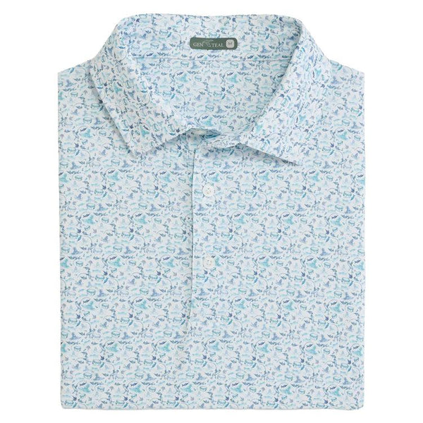 Men's GenTeal Off Shore Print Performance Polo
