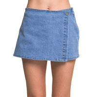 Women's Denim Snap-On Button Skort