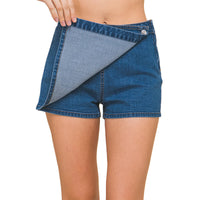 Women's Denim Snap-On Button Skort