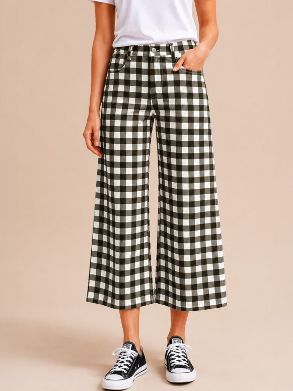 Women's Gingham Check Crop Pant
