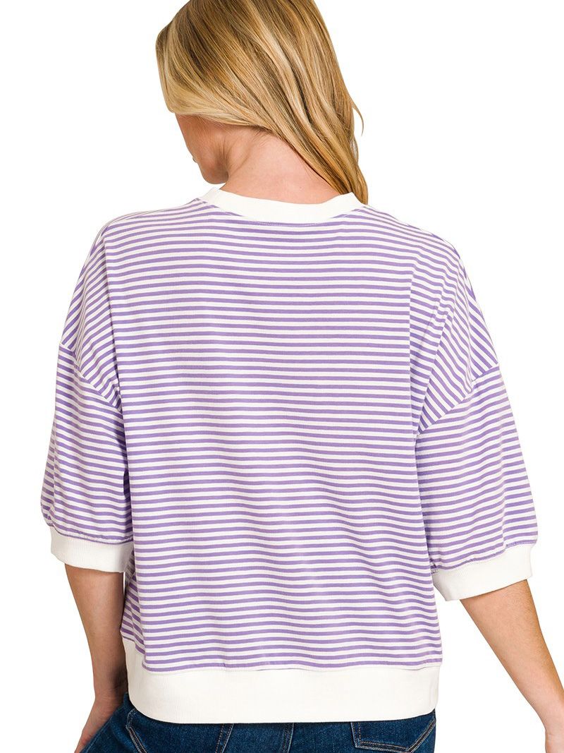 Women's Striped Contrast Trim Top