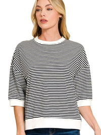 Women's Striped Contrast Trim Top