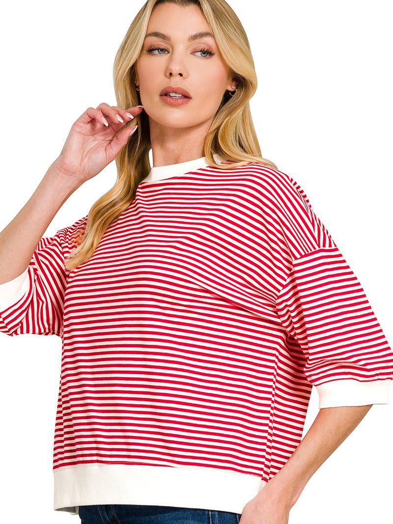 Women's Striped Contrast Trim Top