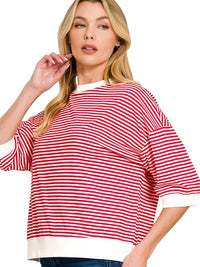 Women's Striped Contrast Trim Top