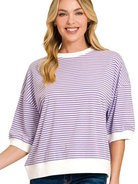 Women's Striped Contrast Trim Top