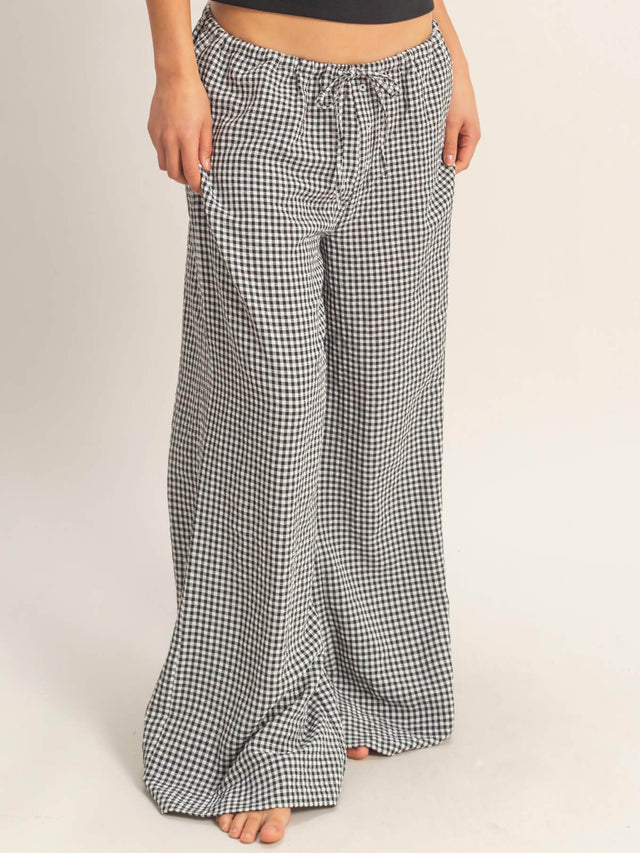 Women's Slouchy Gingham Wide Leg Pants