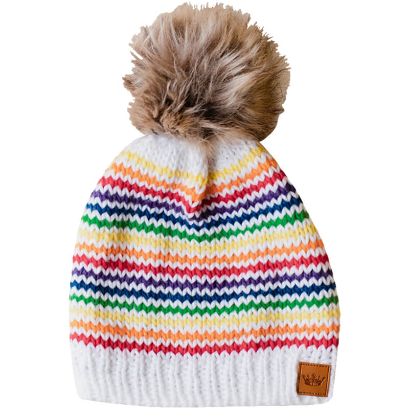 Women's Striped Pom Beanie