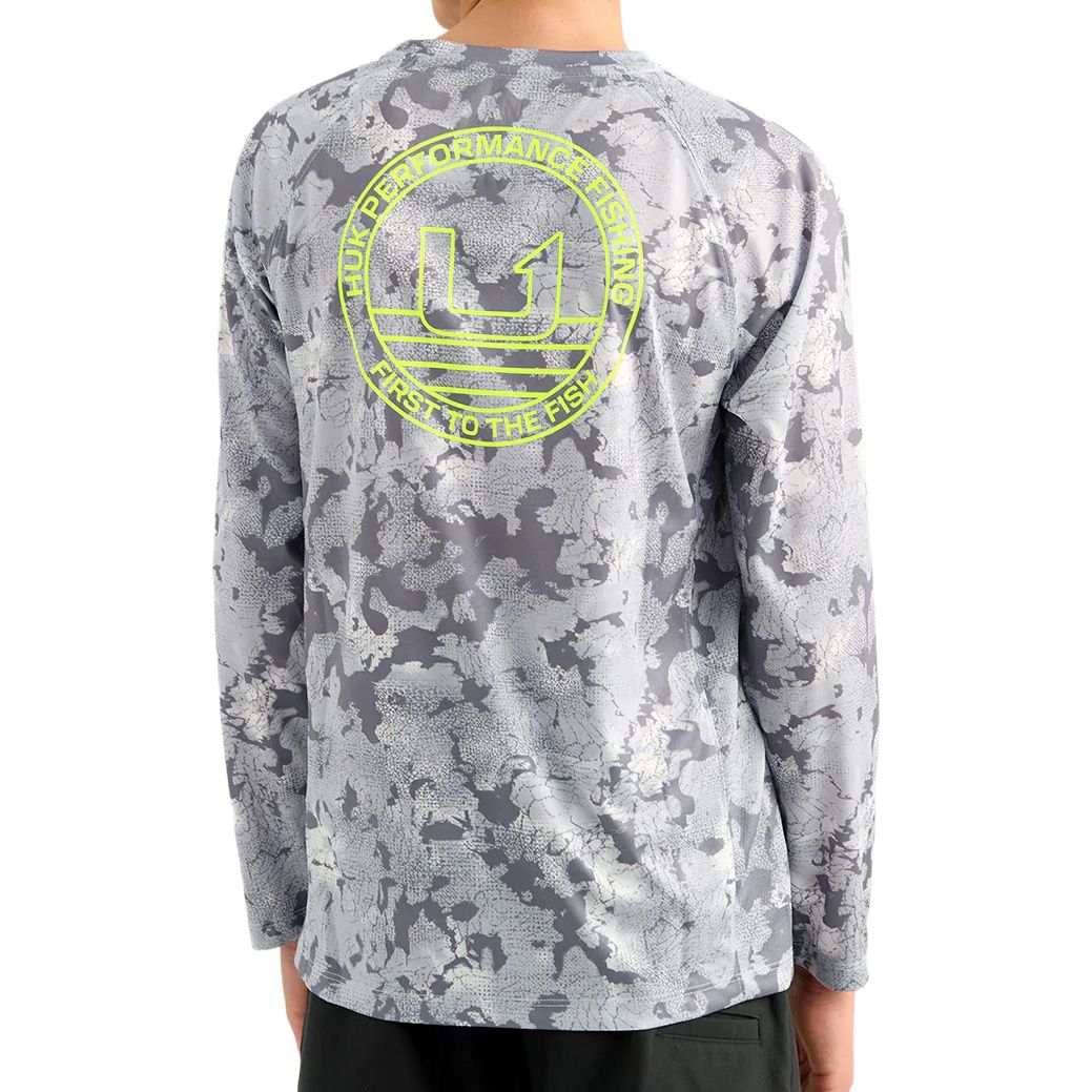 Youth Boys' Huk KC Print Pursuit L/S Performance Crew