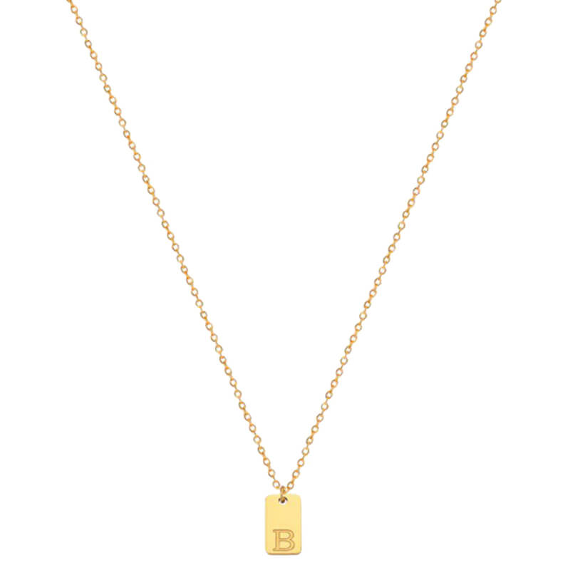Tiny Square Initial Necklace