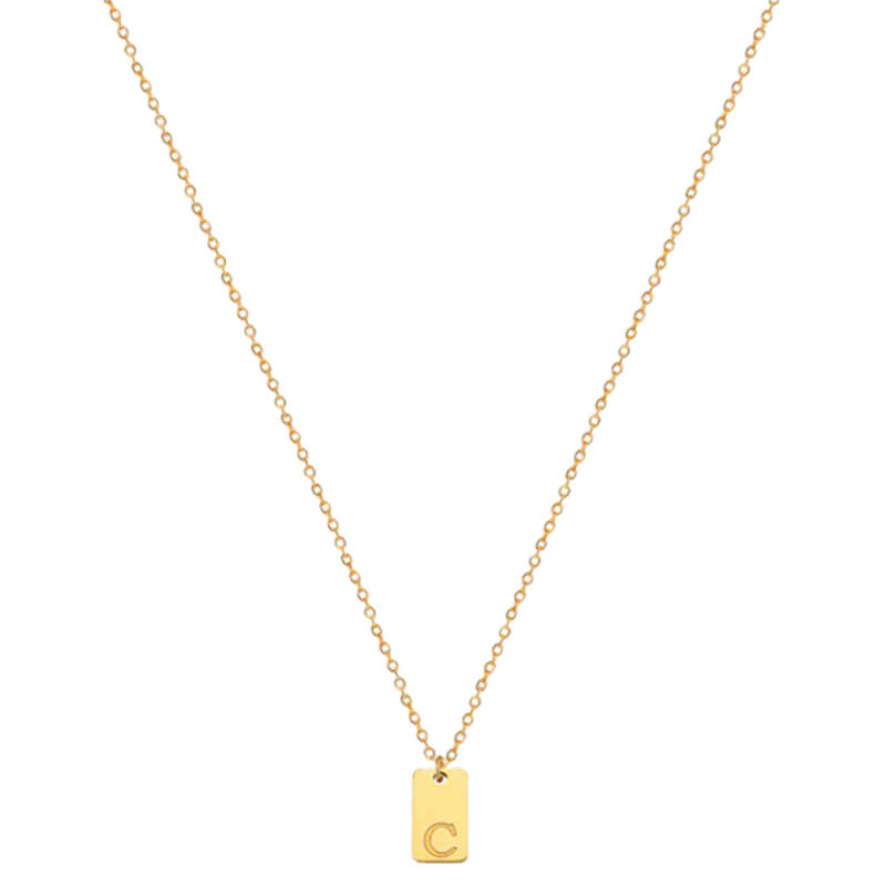 Tiny Square Initial Necklace