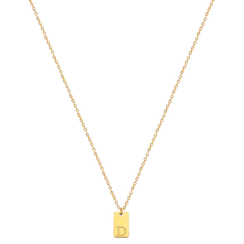 Tiny Square Initial Necklace