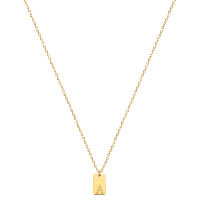 Tiny Square Initial Necklace