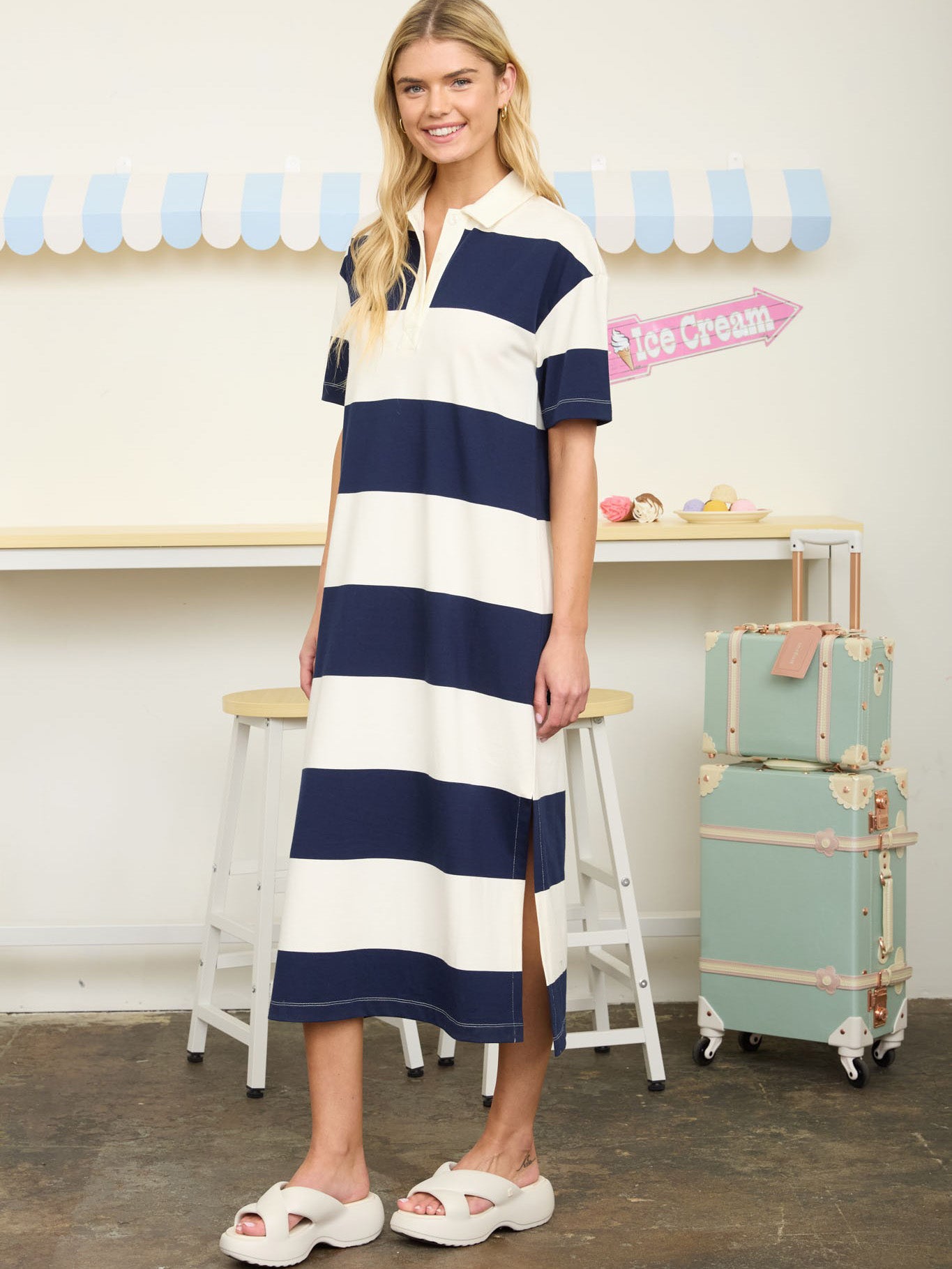 Women's Stripe Midi Dress