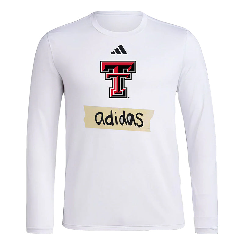 Men's adidas Texas Tech Tape Pregame L/S Tee