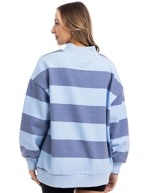 Women's Blue Stripe Mock