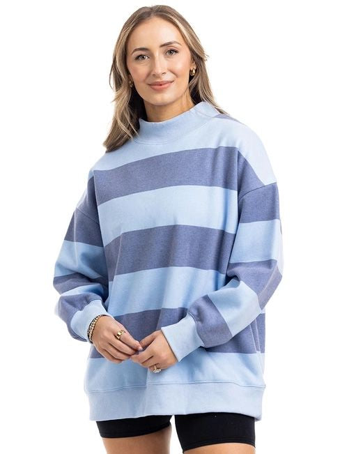 Women's Blue Stripe Mock