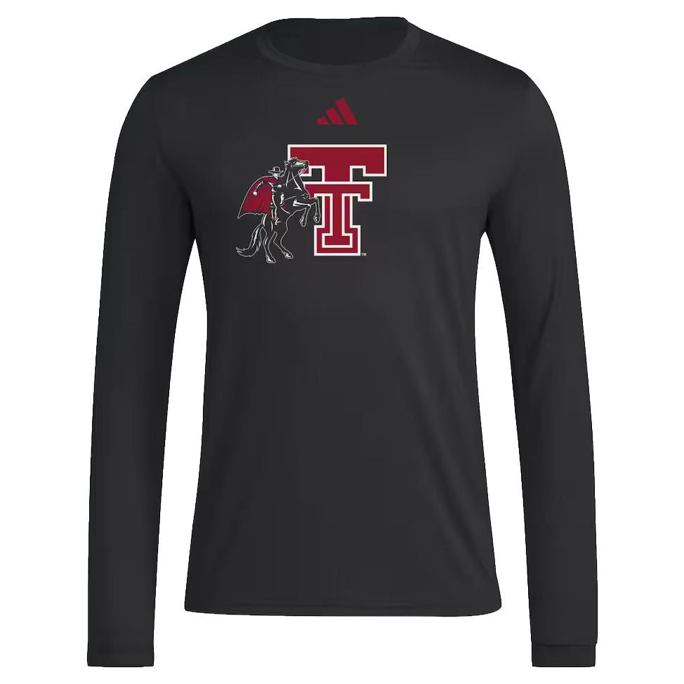 Women's adidas Texas Tech Double T Masked Rider L/S Tee
