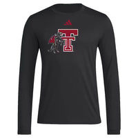 Women's adidas Texas Tech Double T Masked Rider L/S Tee