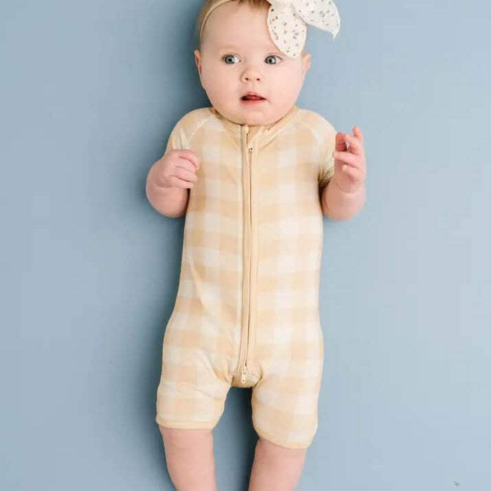 Desert Plaid Bamboo Short Romper