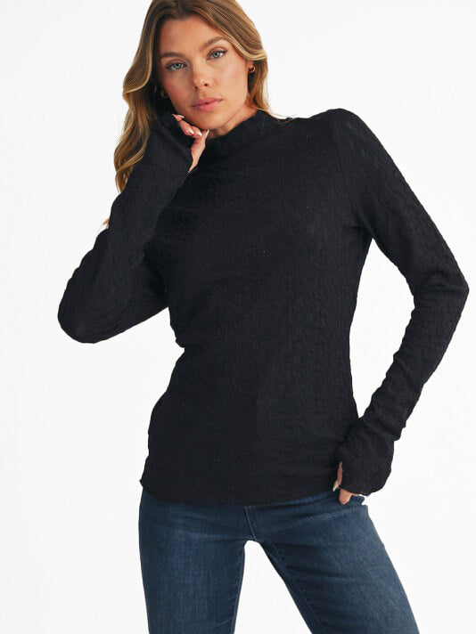 Women's Mock Neck Lace Top