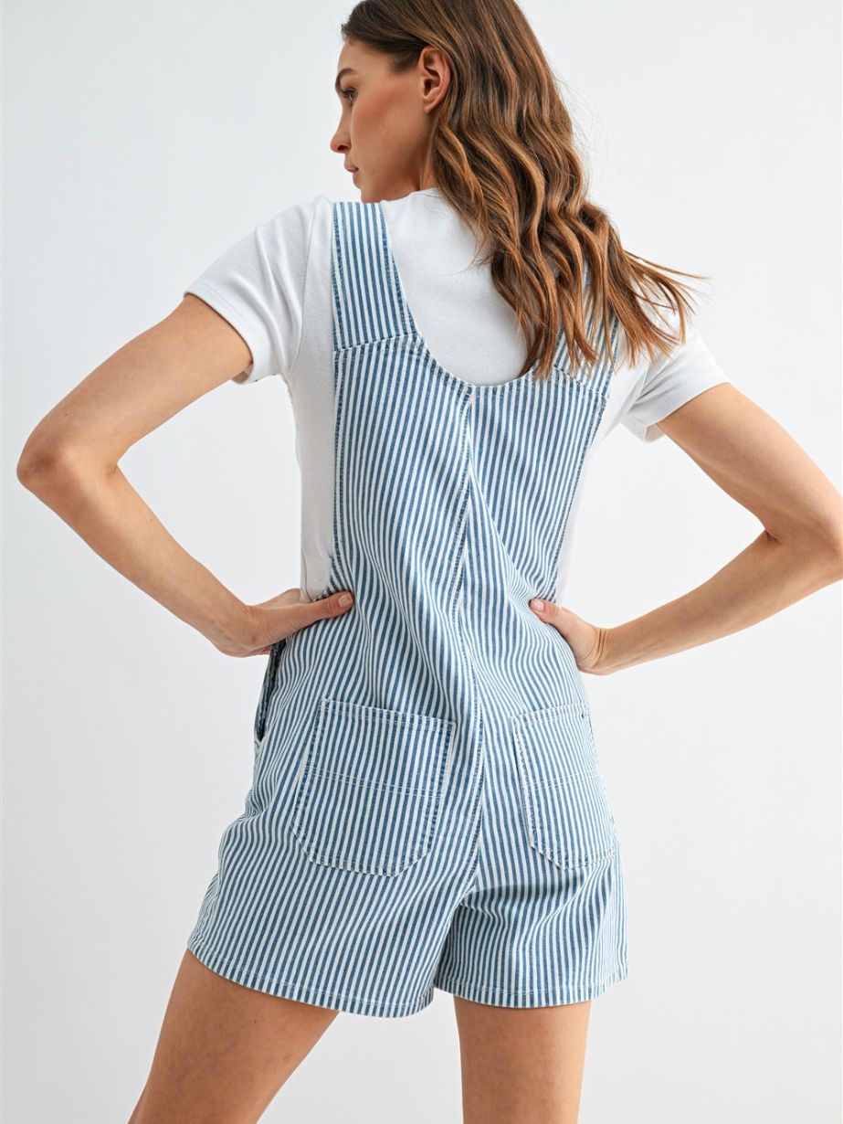Women's Stripe Bib Overall Shorts