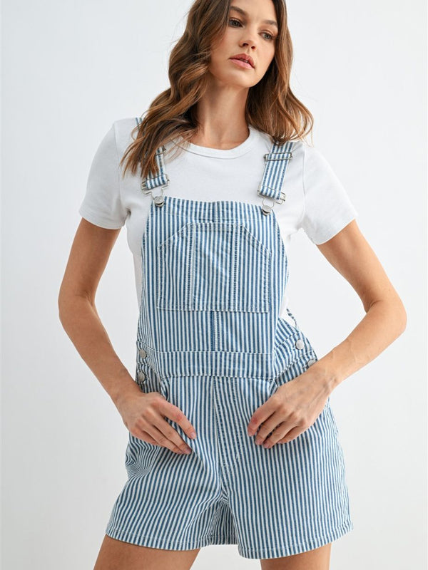 Women's Stripe Bib Overall Shorts